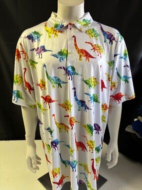 Nice mens XXL Obnoxious Golf Dinosaur golf polo